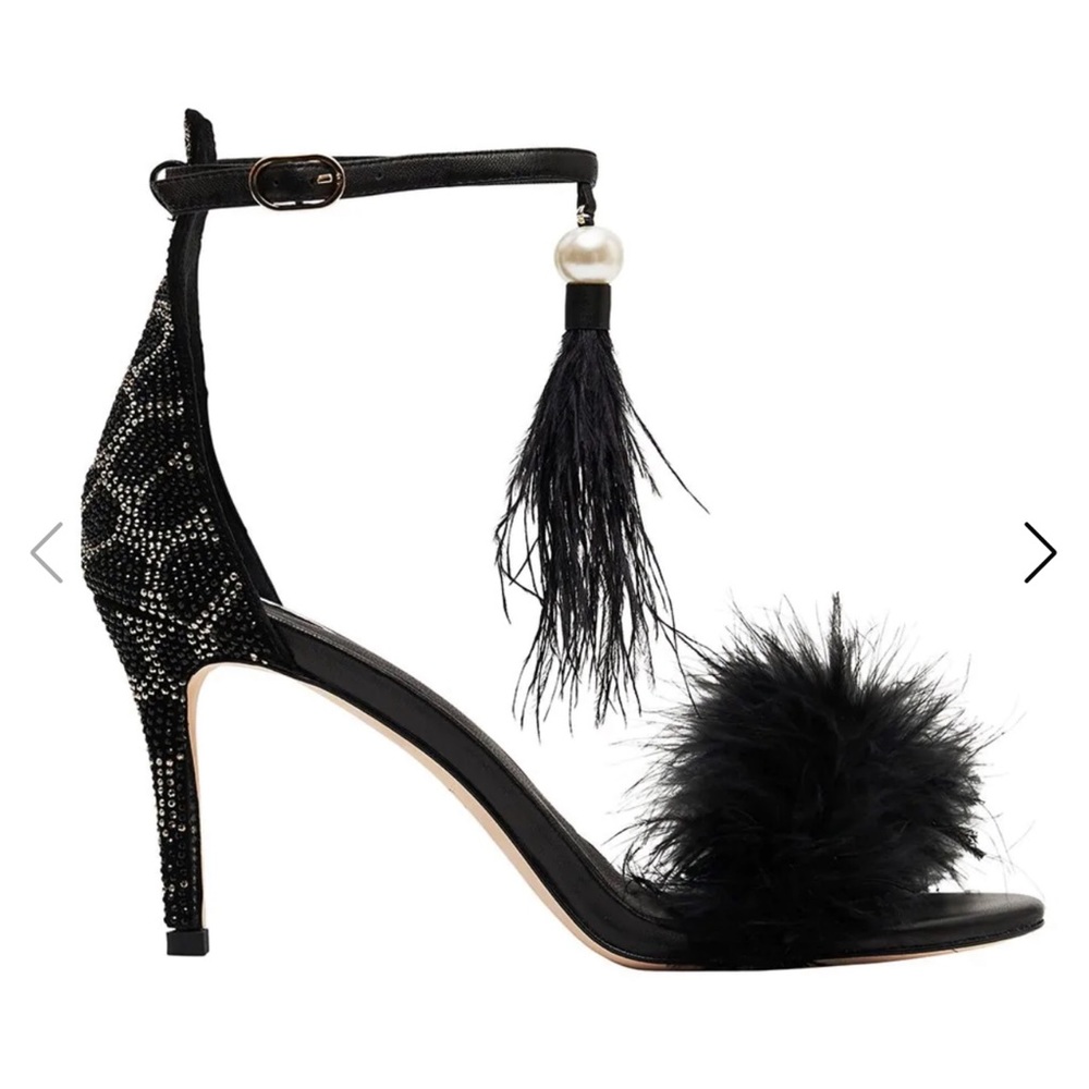 Camilla Feathered Heel Solid Black